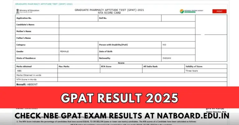 Check NBE GPAT Exam Results At natboard.edu.in