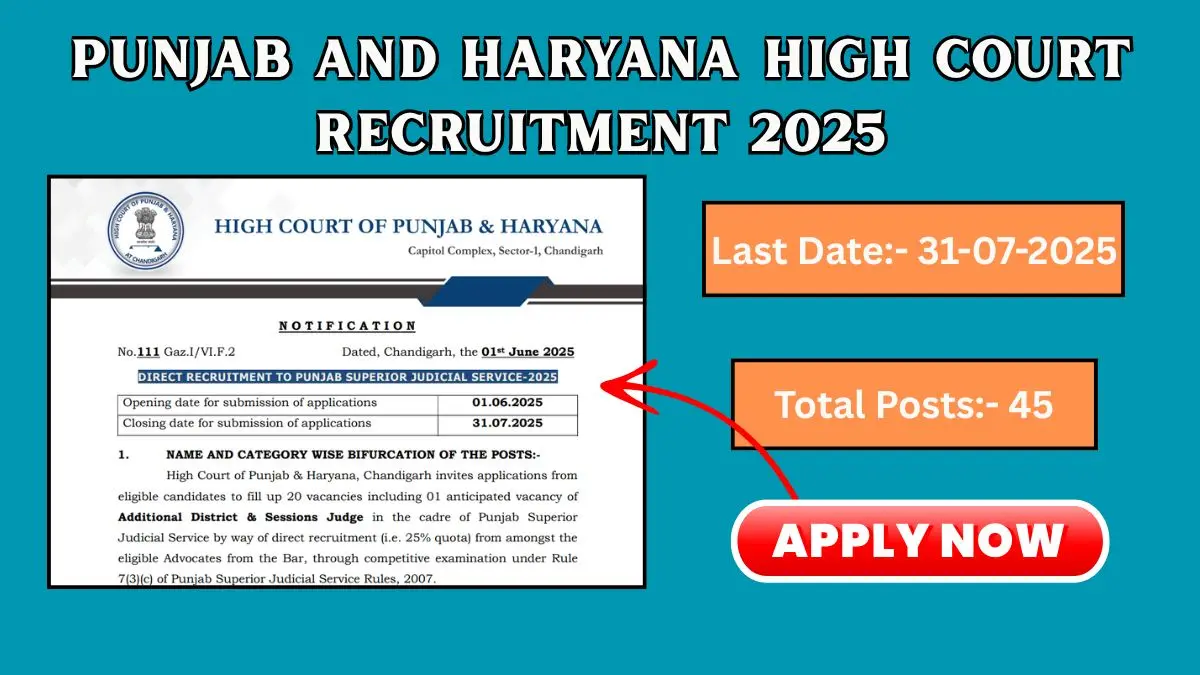 Punjab and Haryana High Court Recruitment 2025