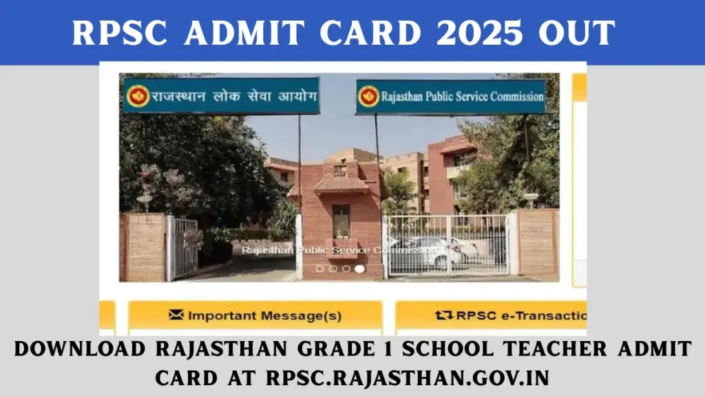 How to Download RPSC 1st Grade Admit Card 2025 Online