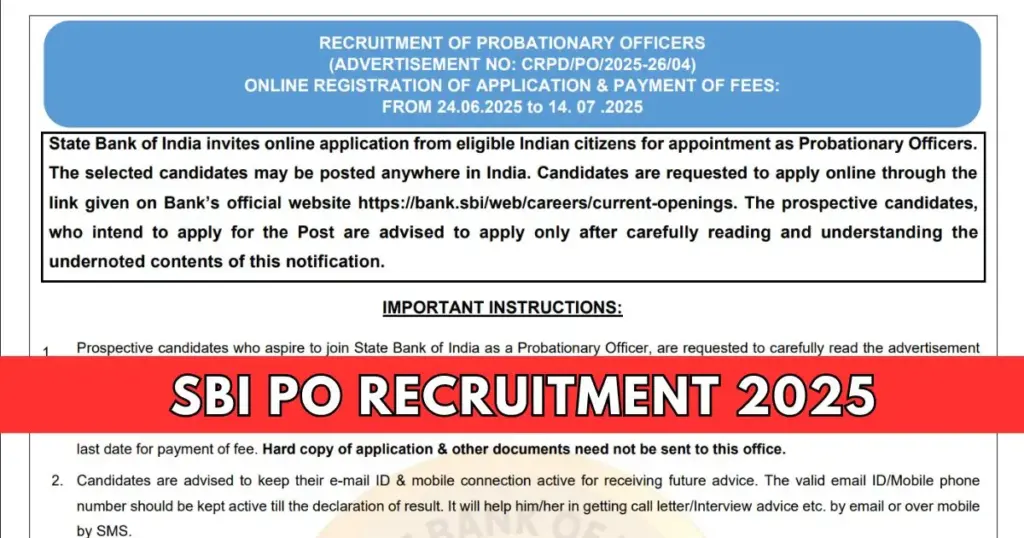 SBI PO Recruitment 2025