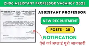 ZHDC Assistant Professor vacancy 2025